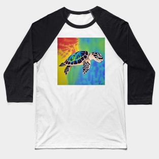 Sea Turtle Tie-Dye Painting Baseball T-Shirt